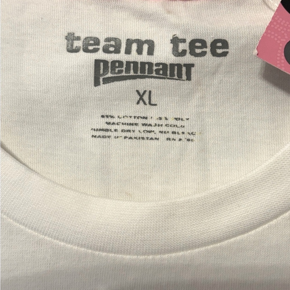 White and Pink Short Sleeve Tee with Motivational Breast Cancer Graphic - Picture 4 of 4